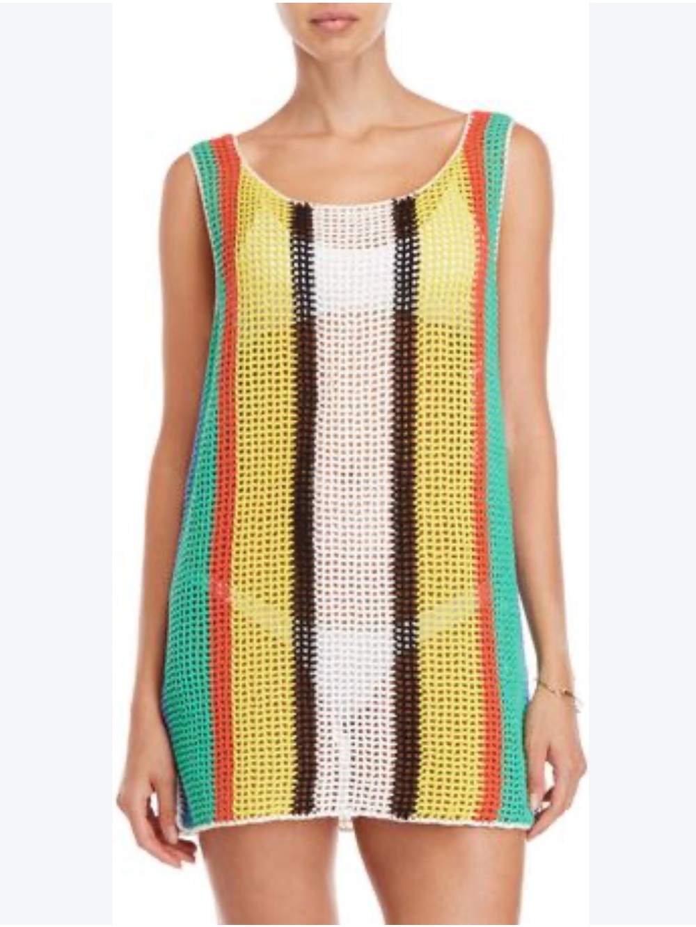 Diane Von Furstenberg Striped Crochet Mini Dress Coverup Sz XS - Picture 9 of 9